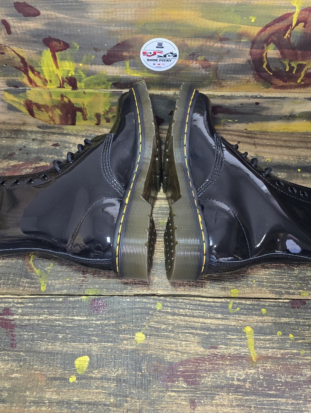 Dr. Martens Women Combat Boot Casual 1460 11821 Patent Leather Black Size 7 New - Picture 5 of 8